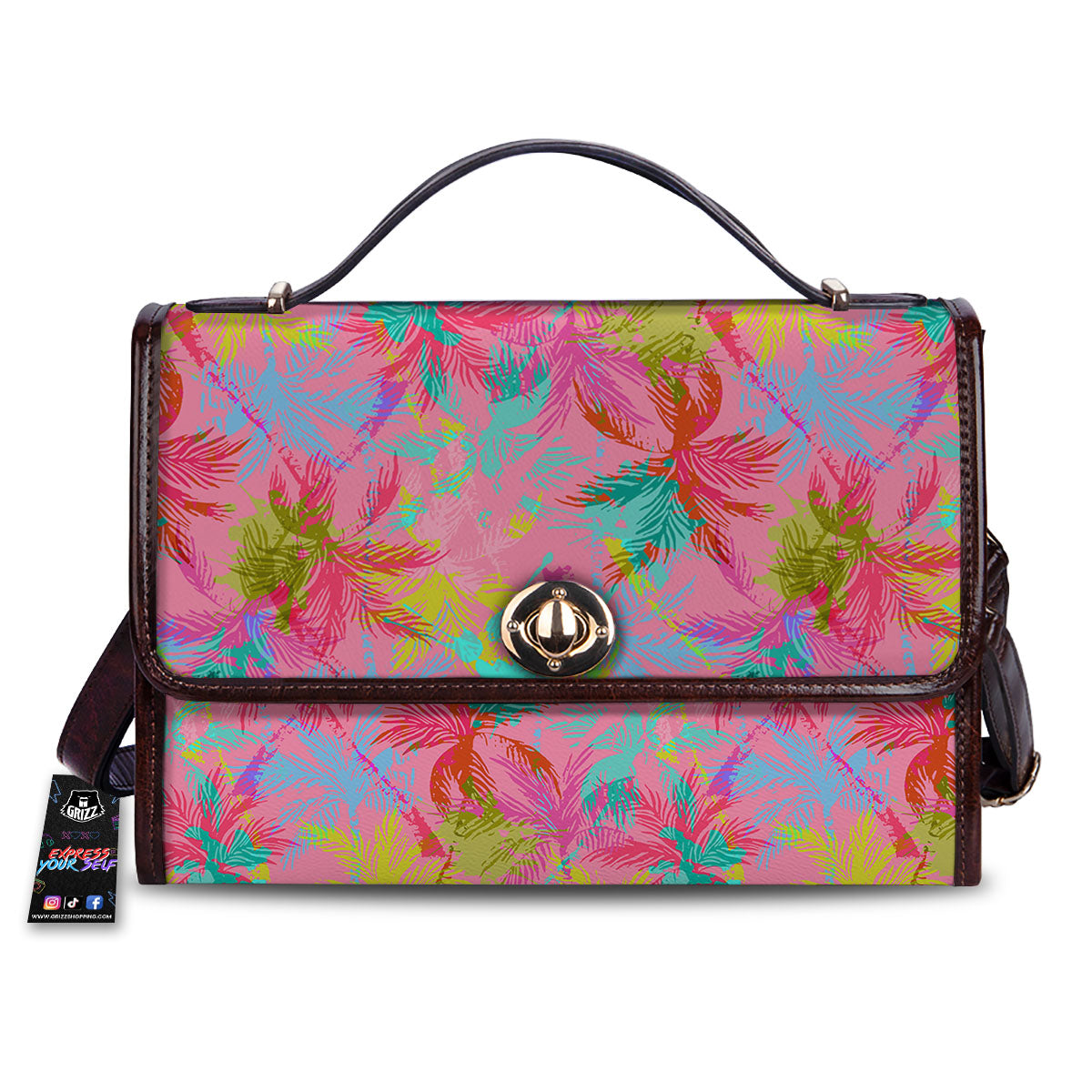 Palm Tree Rainbow Print Pattern Women's Satchel Bag