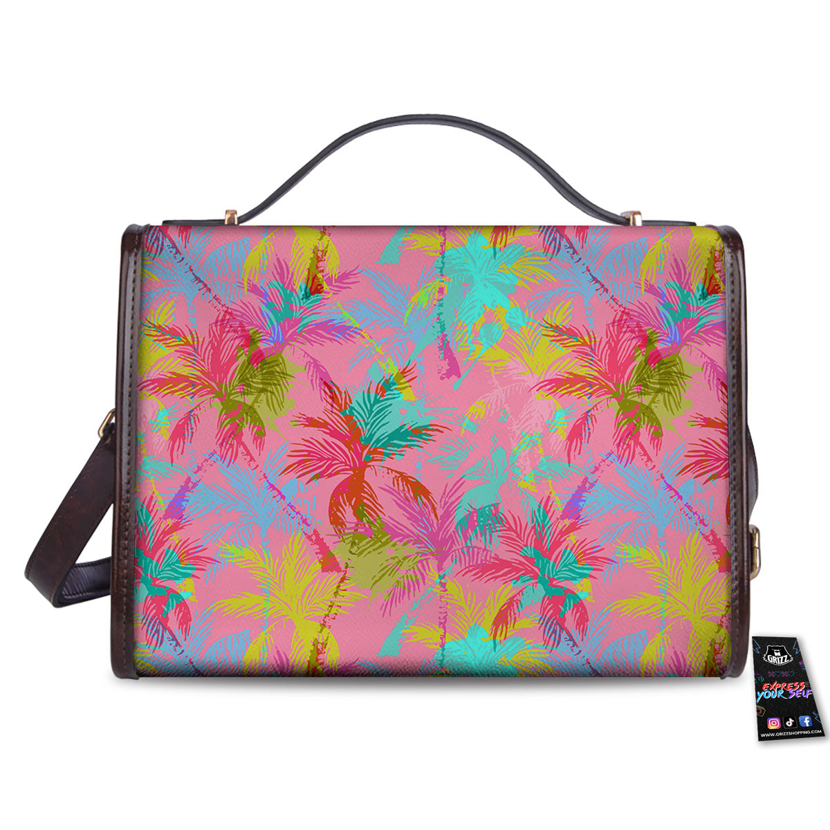 Palm Tree Rainbow Print Pattern Women's Satchel Bag