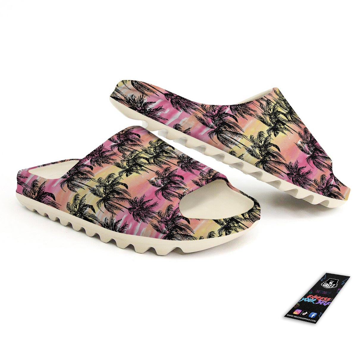 Palm Tree Sunset Print Pattern Sandals-grizzshop