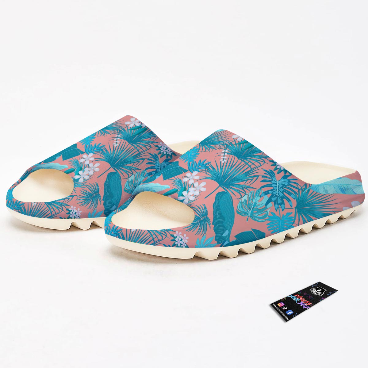 Palm Tree Teal Print Pattern Sandals-grizzshop