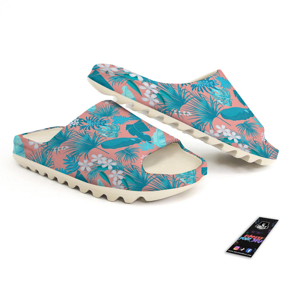 Palm Tree Teal Print Pattern Sandals-grizzshop