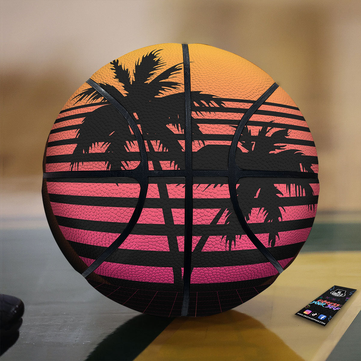 Palm Trees And Night Sunset Sky Print Basketball