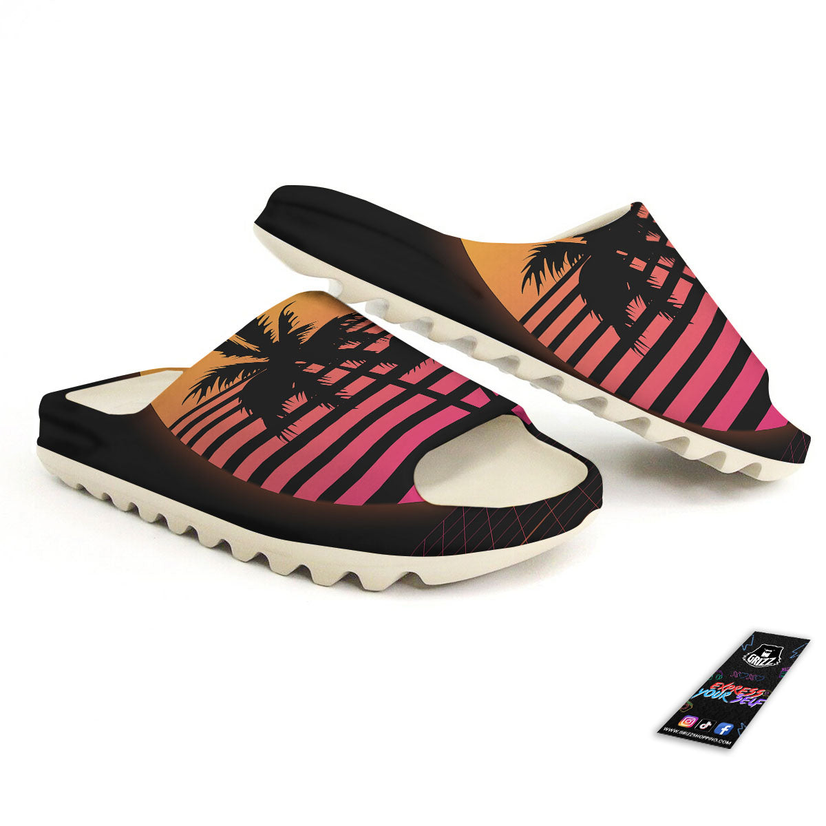 Palm Trees And Night Sunset Sky Print Sandals-grizzshop