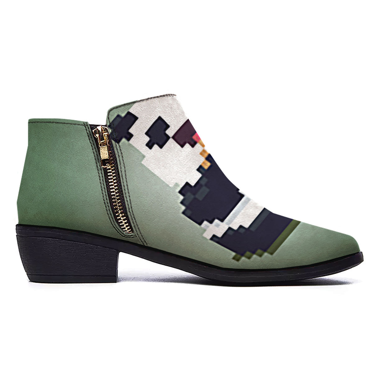 Panda 8-Bit Pixel Print Ankle Boots-grizzshop