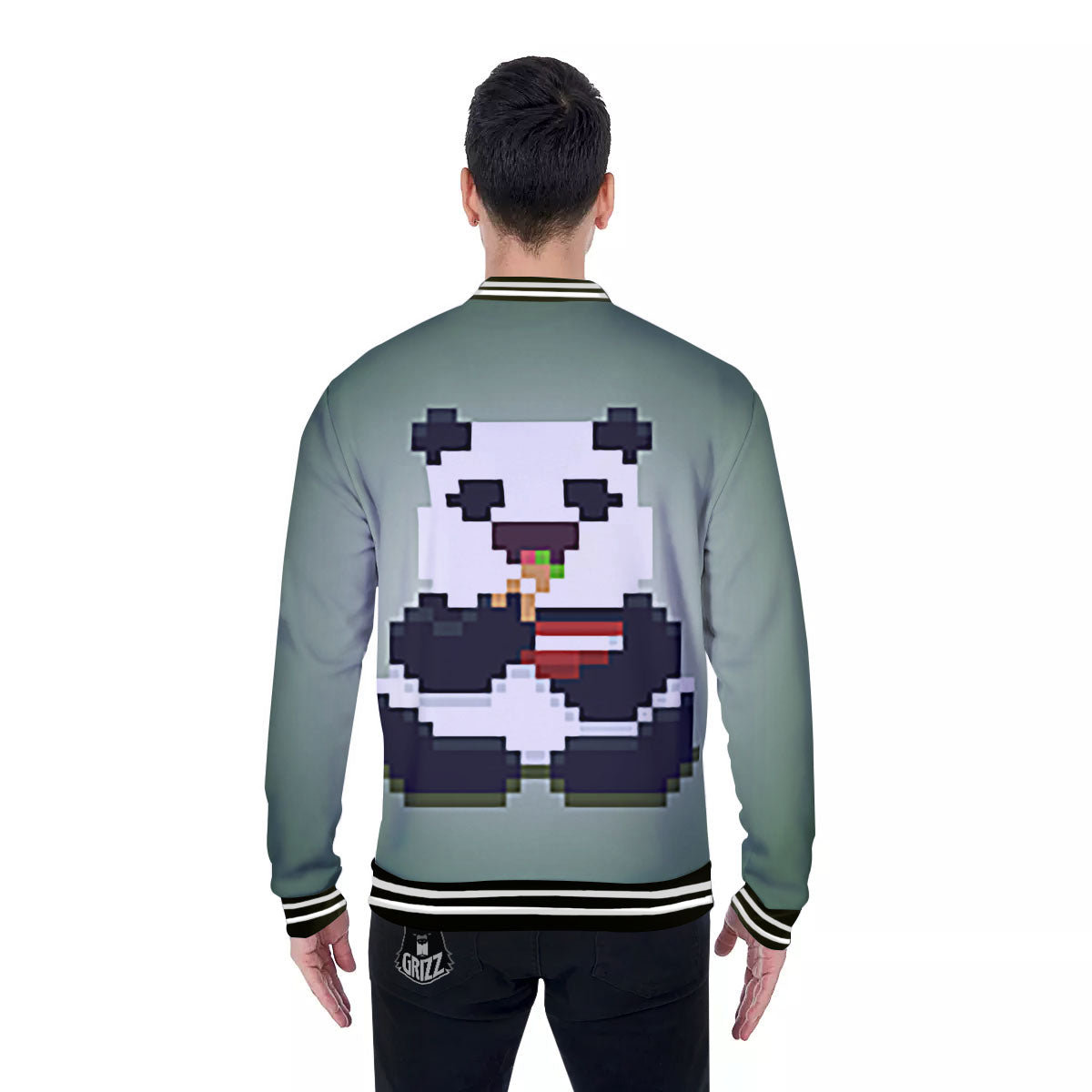 Panda 8-Bit Pixel Print Baseball Jacket-grizzshop