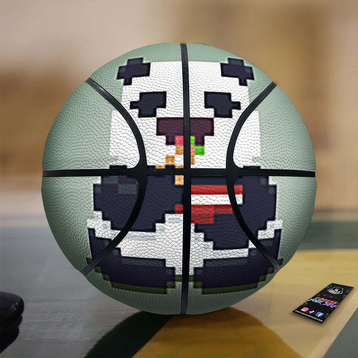Panda 8-Bit Pixel Print Basketball-grizzshop