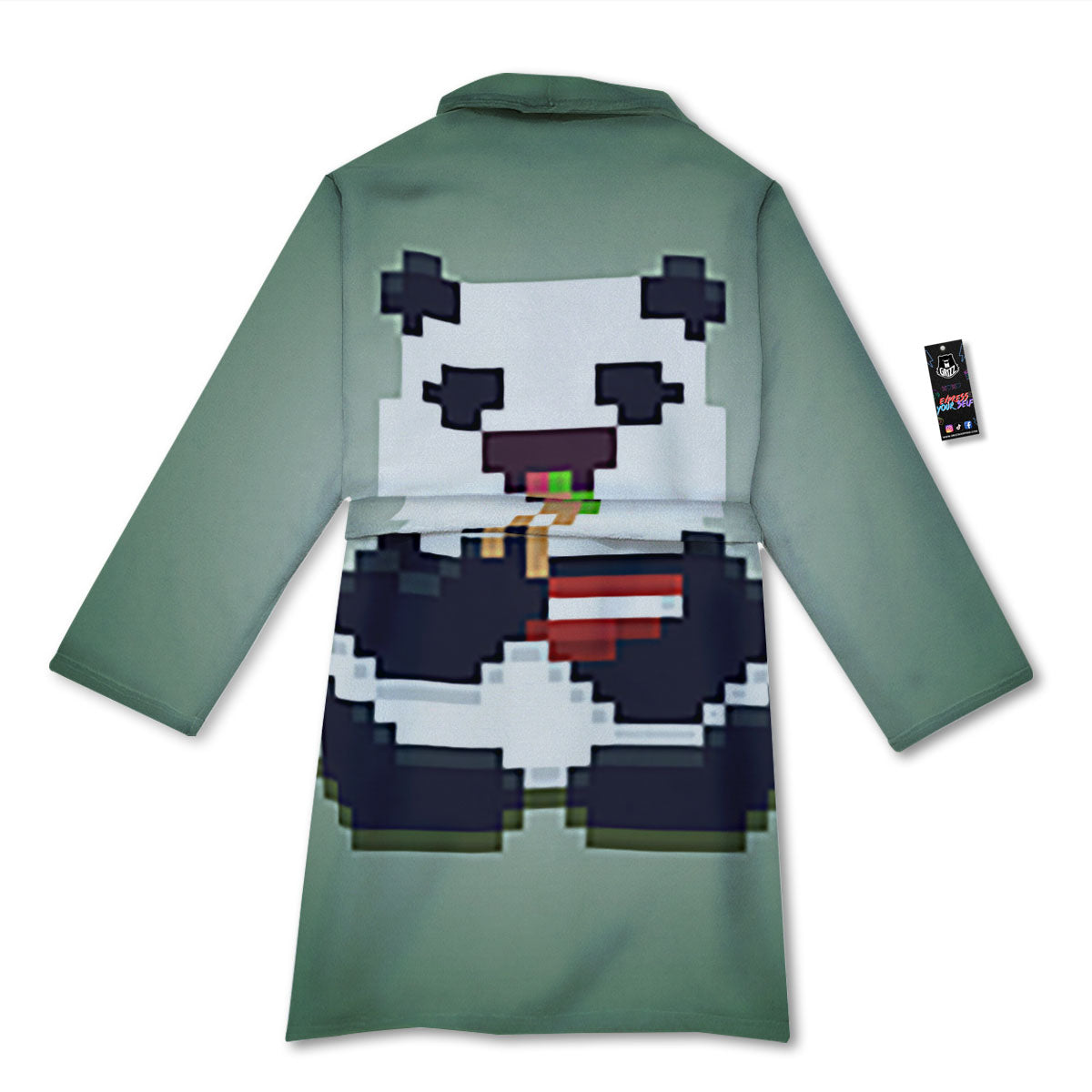 Panda 8-Bit Pixel Print Bathrobe-grizzshop