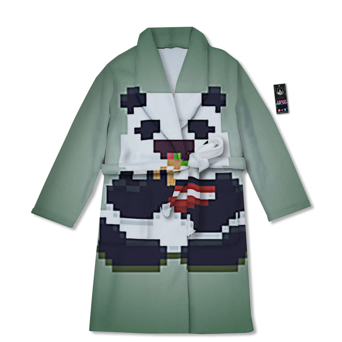 Panda 8-Bit Pixel Print Bathrobe-grizzshop