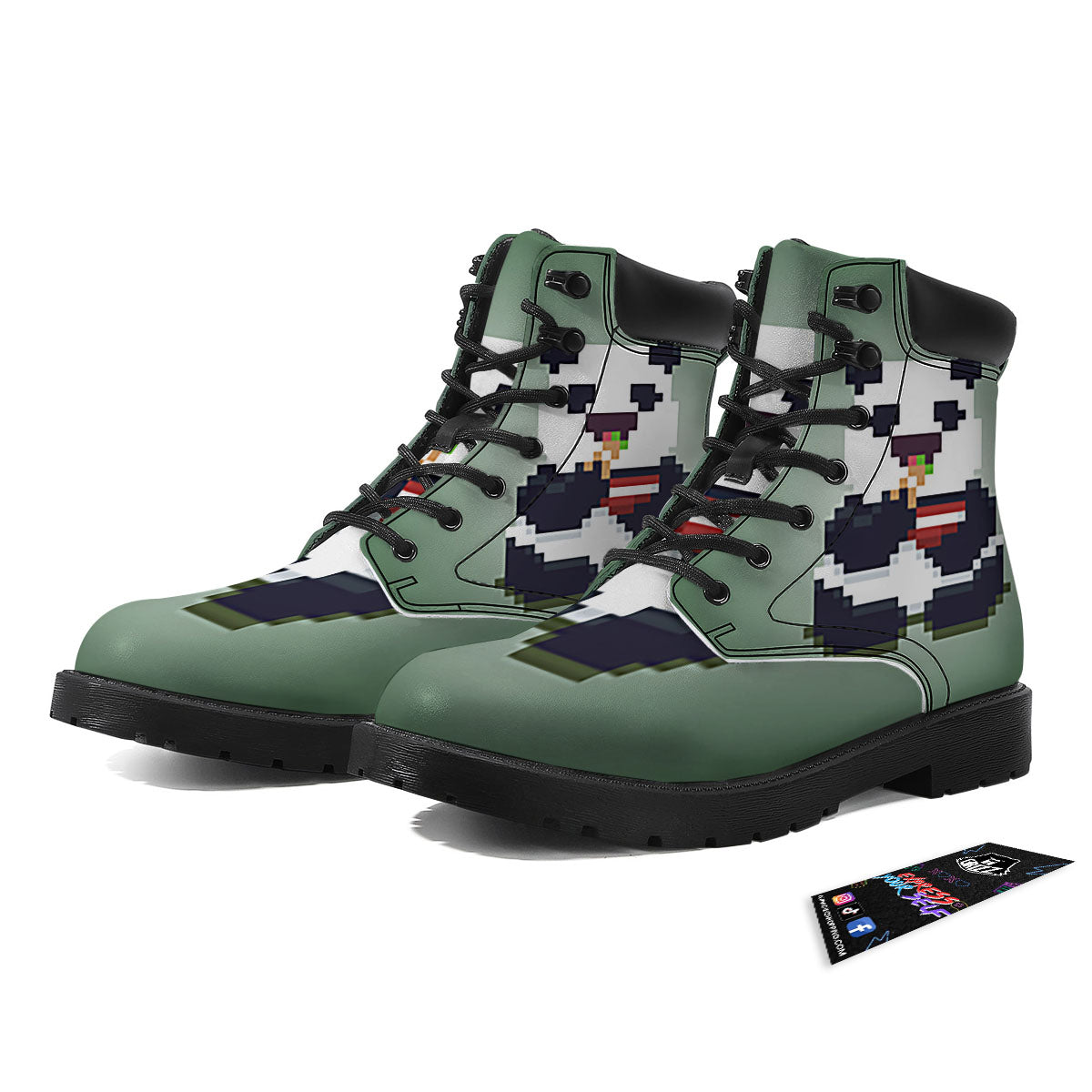 Panda 8-Bit Pixel Print Boots-grizzshop