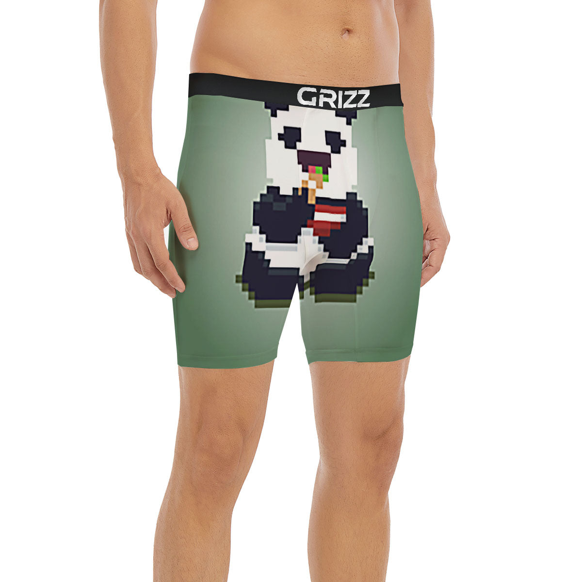 Panda 8-Bit Pixel Print Boxer Briefs-grizzshop