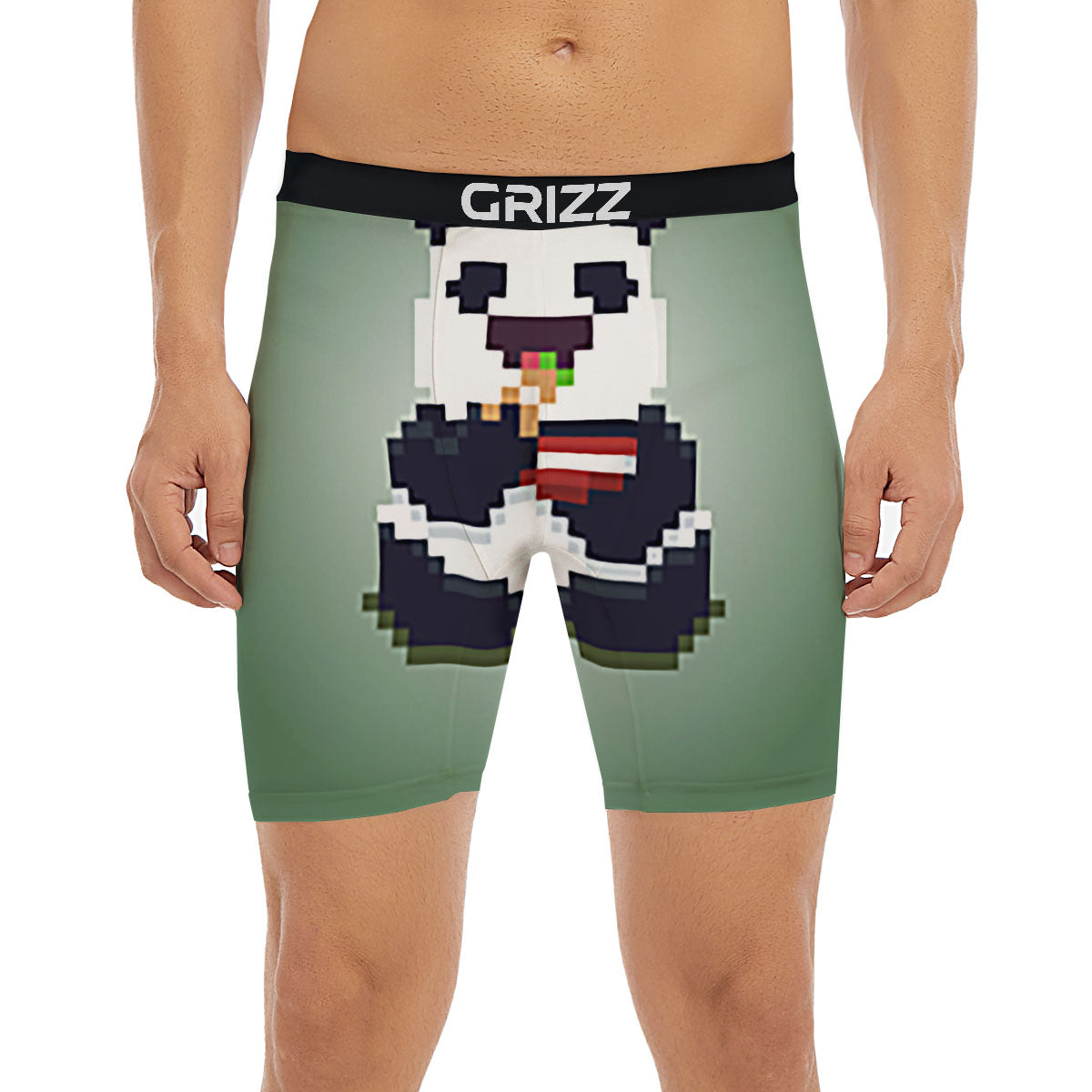 Panda 8-Bit Pixel Print Boxer Briefs-grizzshop