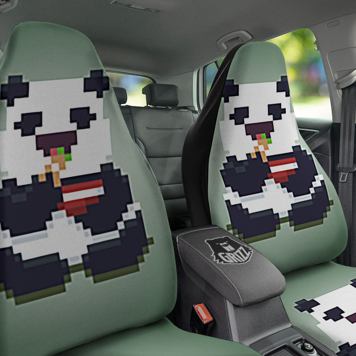 Panda 8-Bit Pixel Print Car Seat Covers-grizzshop