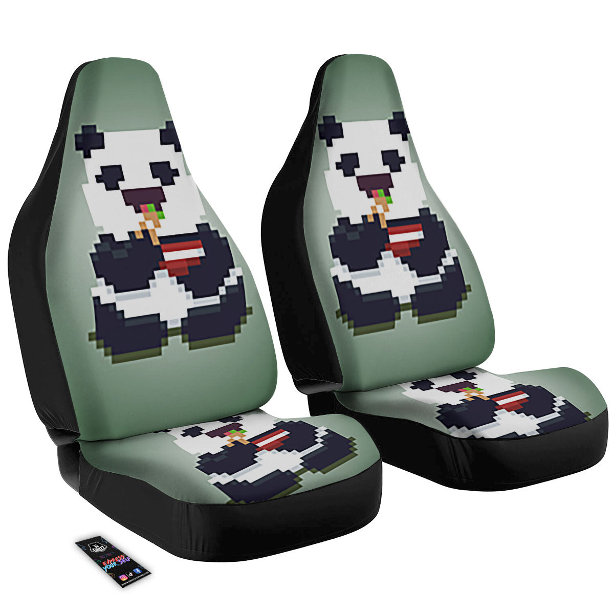 Panda 8-Bit Pixel Print Car Seat Covers-grizzshop