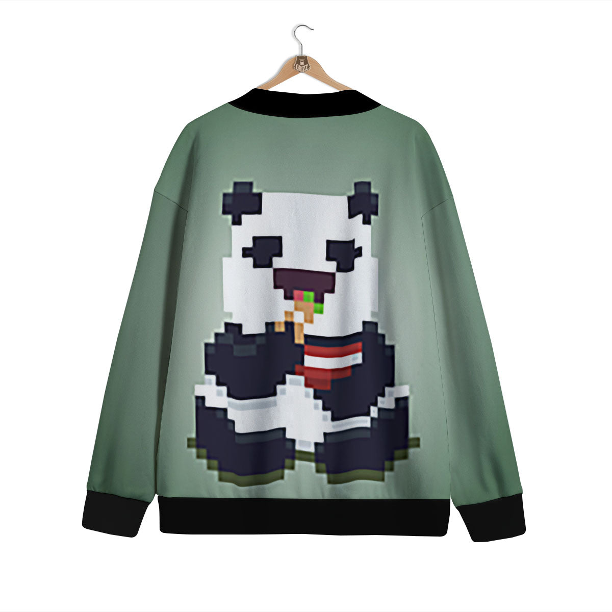 Panda 8-Bit Pixel Print Cardigan-grizzshop