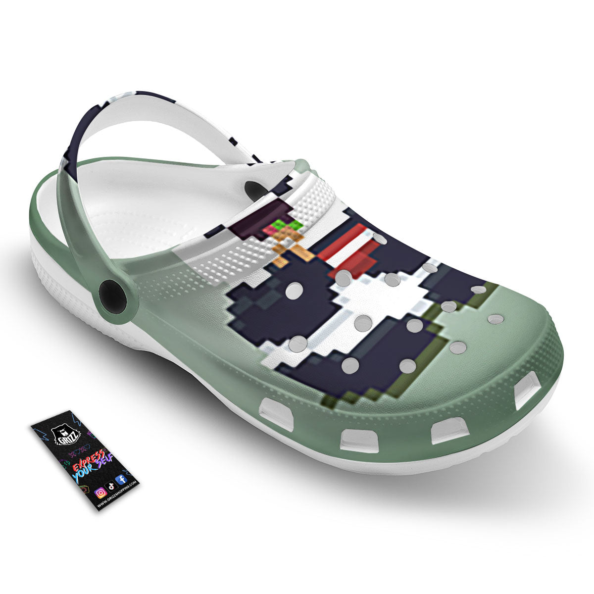 Panda 8-Bit Pixel Print Clog-grizzshop