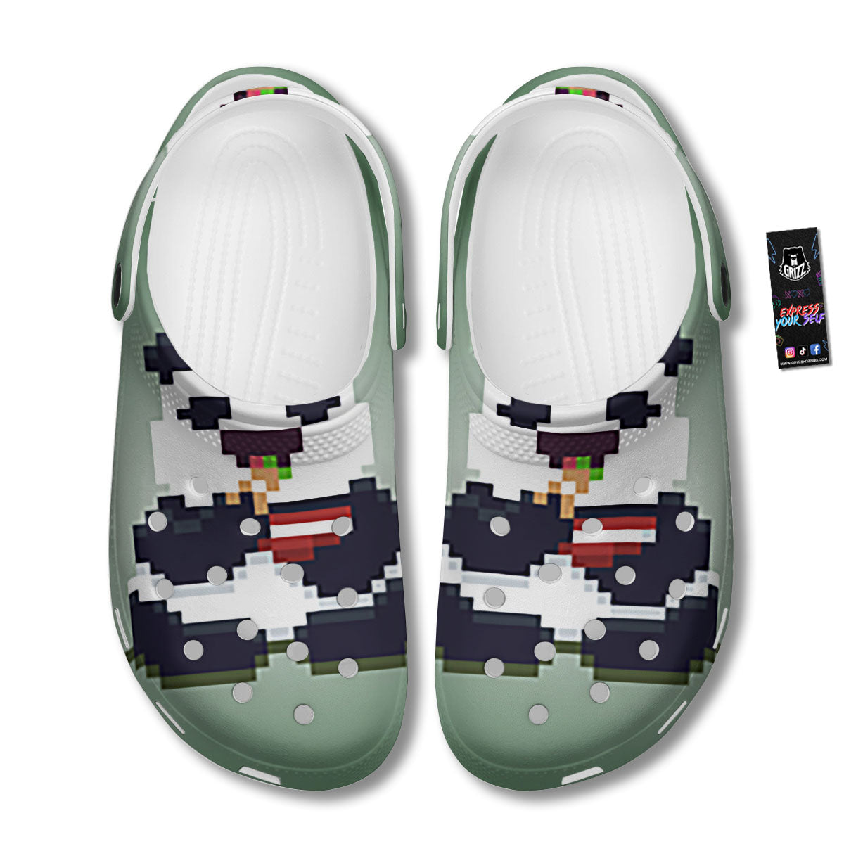 Panda 8-Bit Pixel Print Clog-grizzshop