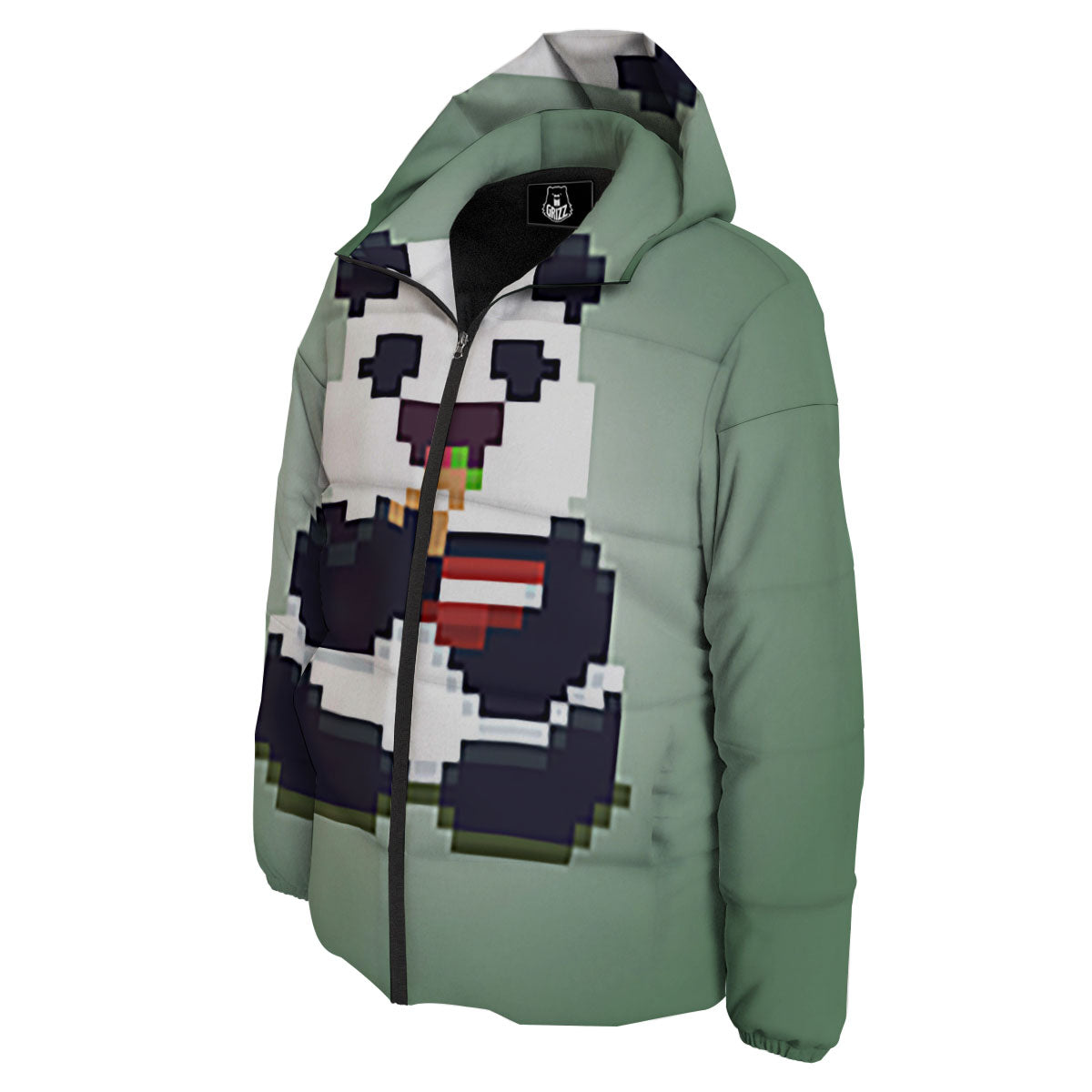 Panda 8-Bit Pixel Print Down Jacket-grizzshop