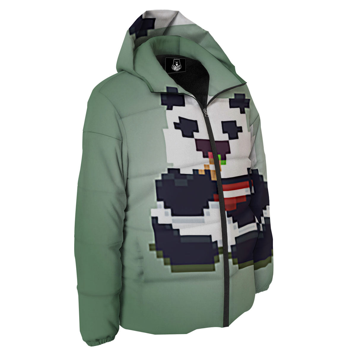 Panda 8-Bit Pixel Print Down Jacket-grizzshop