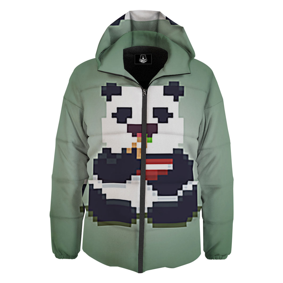 Panda 8-Bit Pixel Print Down Jacket-grizzshop