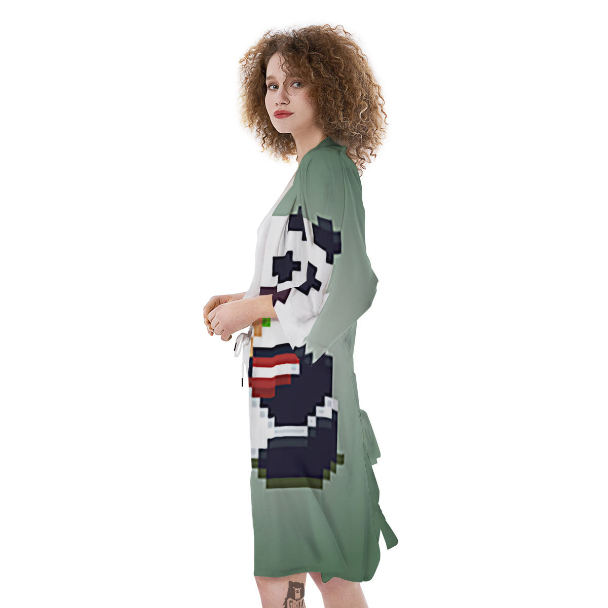 Panda 8-Bit Pixel Print Kimono-grizzshop