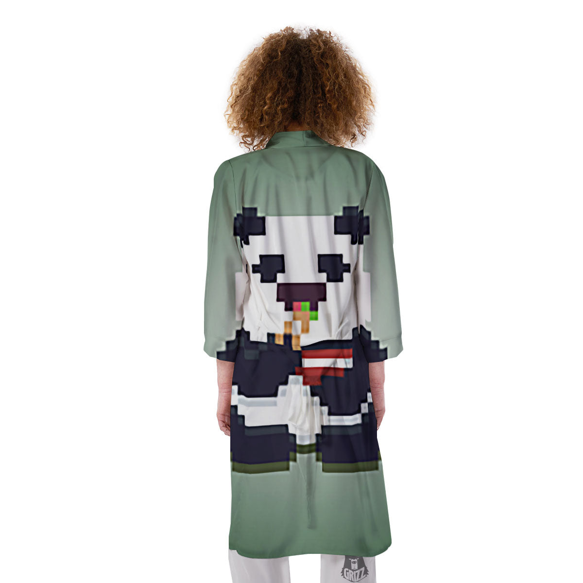 Panda 8-Bit Pixel Print Kimono-grizzshop