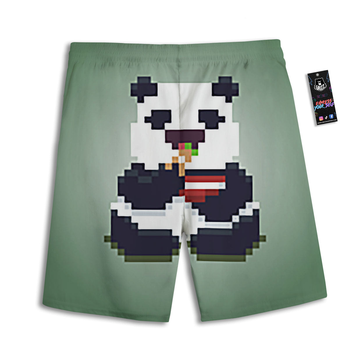 Panda 8-Bit Pixel Print Men's Athletic Shorts