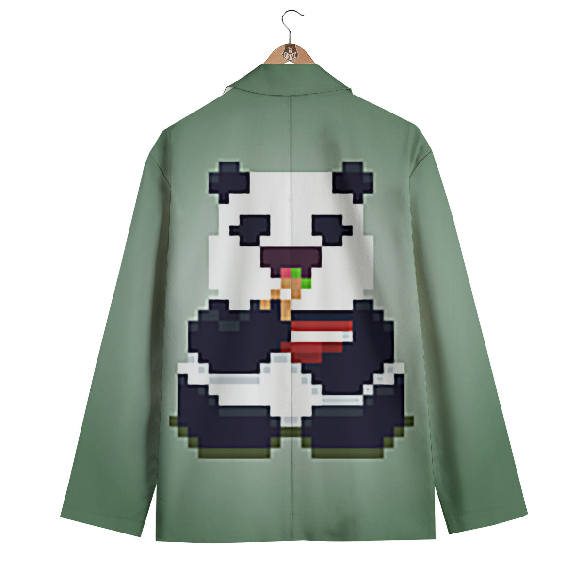 Panda 8-Bit Pixel Print Men's Blazer-grizzshop