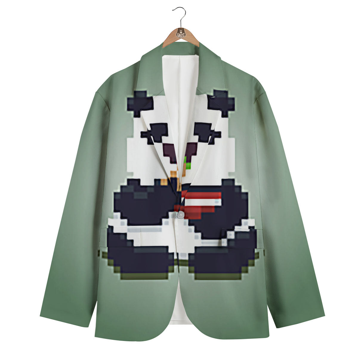 Panda 8-Bit Pixel Print Men's Blazer-grizzshop