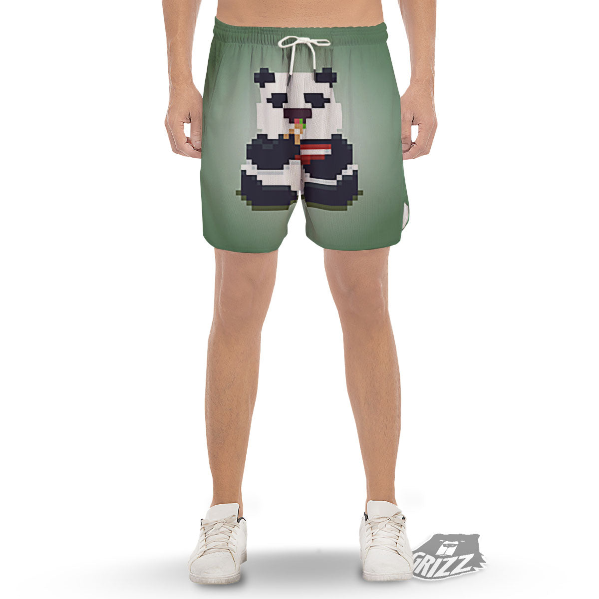 Panda 8-Bit Pixel Print Men's Gym Shorts-grizzshop