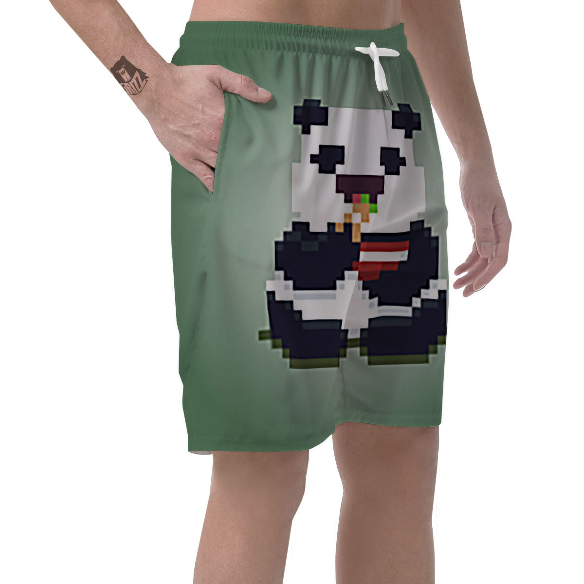 Panda 8-Bit Pixel Print Men's Shorts-grizzshop