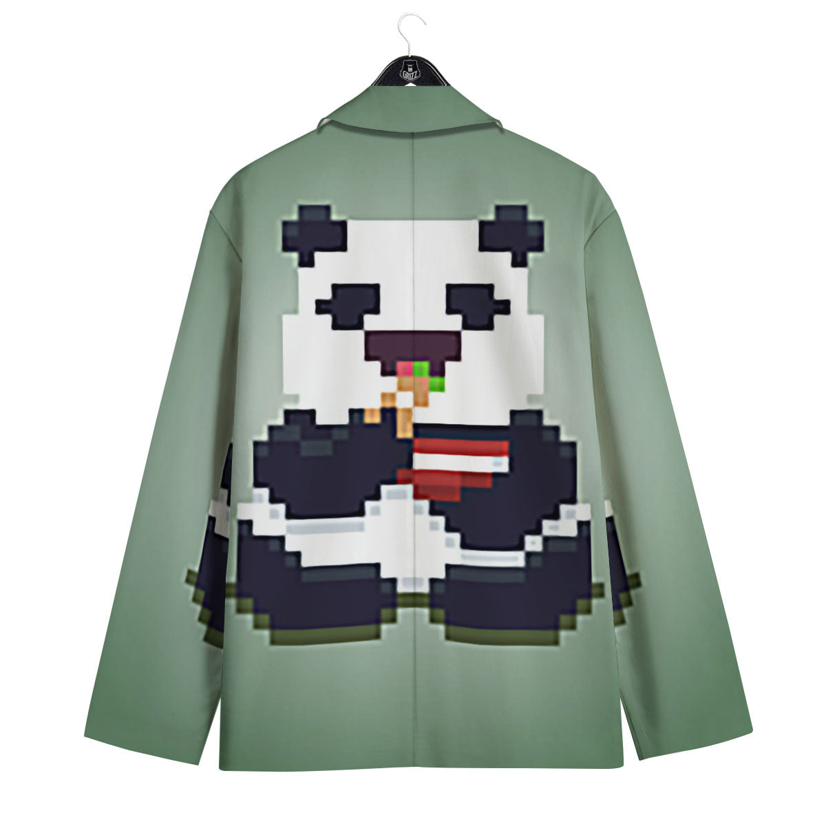 Panda 8-Bit Pixel Print Men's Sport Coat-grizzshop