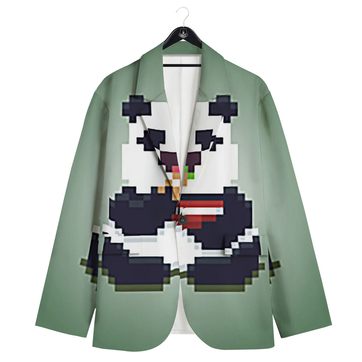 Panda 8-Bit Pixel Print Men's Sport Coat-grizzshop