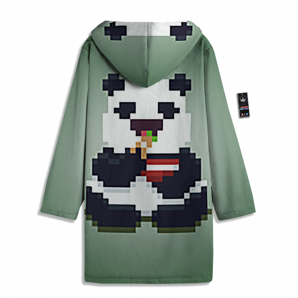 Panda 8-Bit Pixel Print Men's Windbreaker Jacket-grizzshop