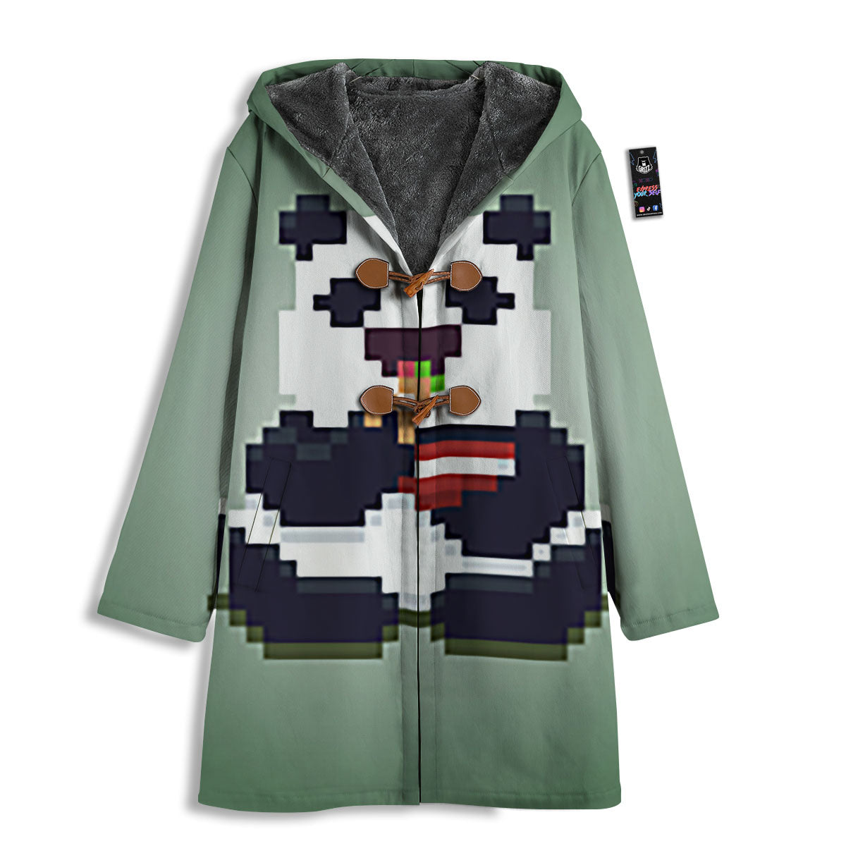 Panda 8-Bit Pixel Print Men's Windbreaker Jacket-grizzshop