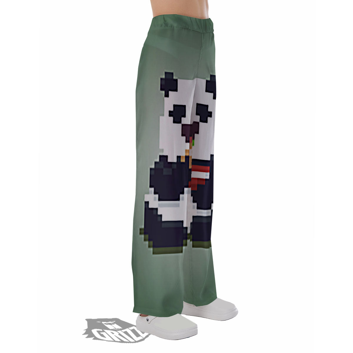 Panda 8-Bit Pixel Print Pajama Pants-grizzshop