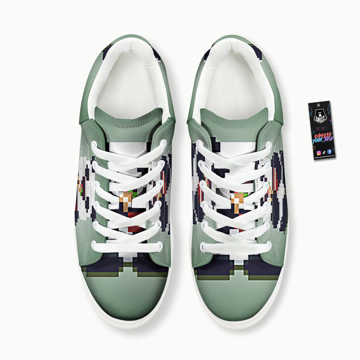 Panda 8-Bit Pixel Print Platform Shoes-grizzshop