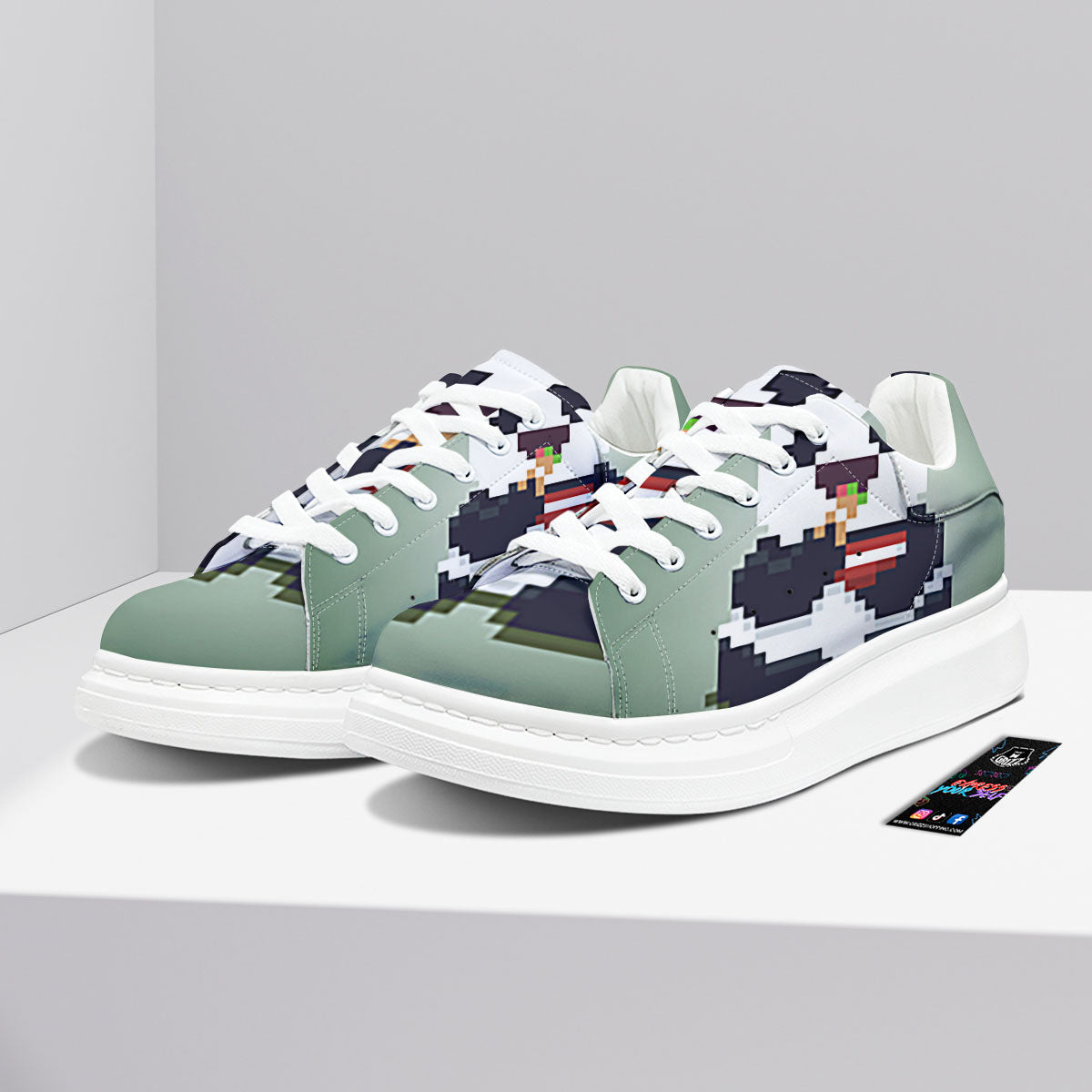 Panda 8-Bit Pixel Print Platform Shoes-grizzshop