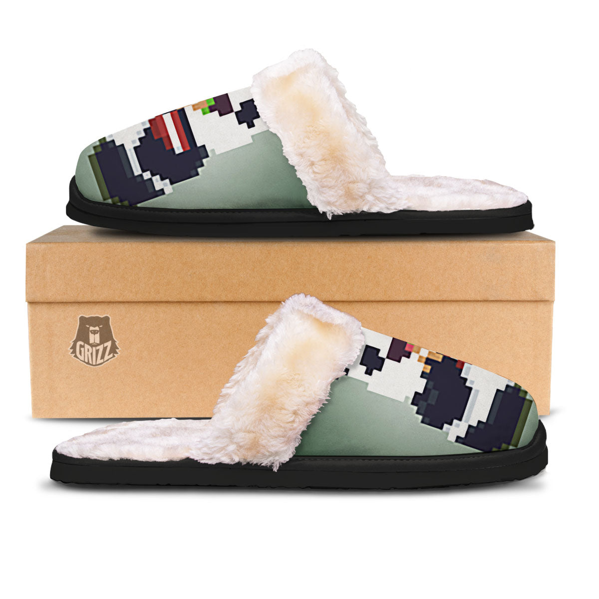 Panda 8-Bit Pixel Print Slippers-grizzshop