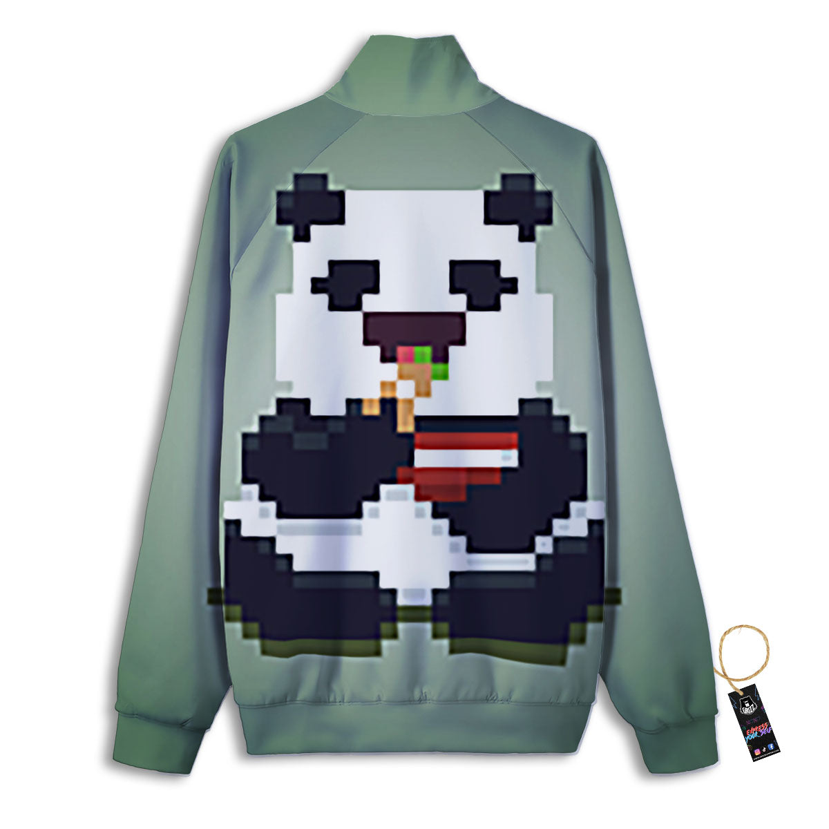 Panda 8-Bit Pixel Print Track Jacket-grizzshop