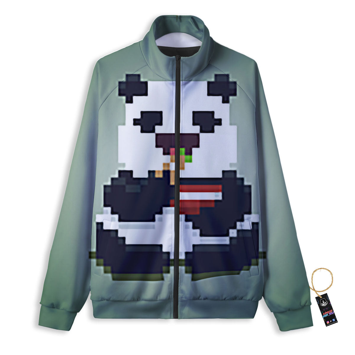 Panda 8-Bit Pixel Print Track Jacket-grizzshop