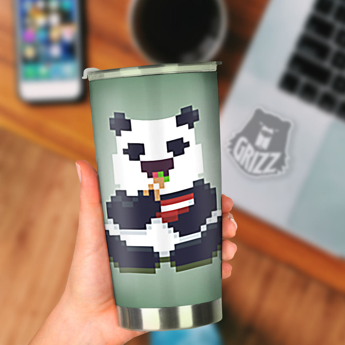 Panda 8-Bit Pixel Print Tumbler-grizzshop