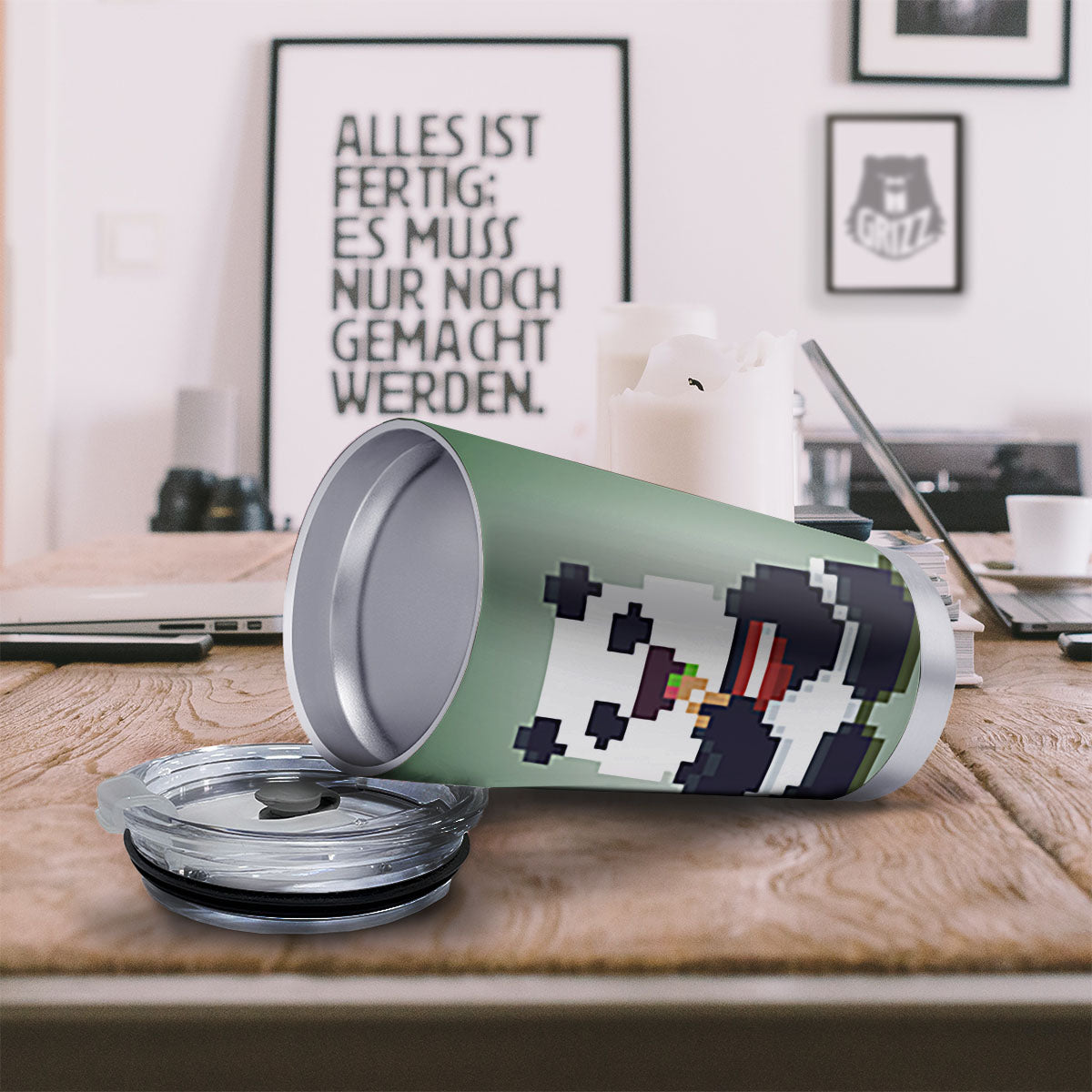 Panda 8-Bit Pixel Print Tumbler-grizzshop