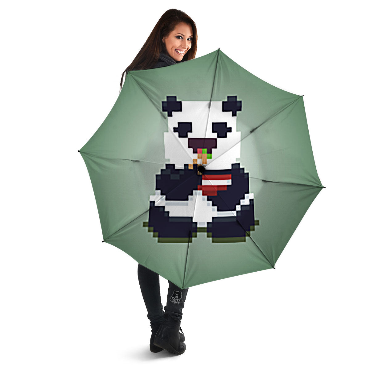 Panda 8-Bit Pixel Print Umbrella-grizzshop