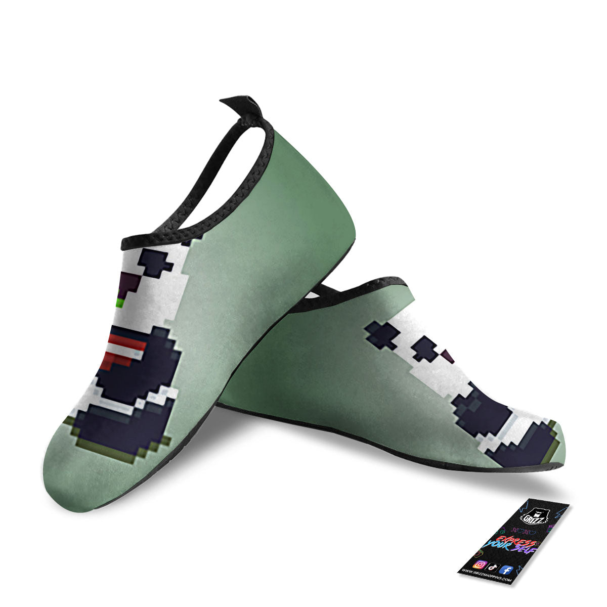 Panda 8-Bit Pixel Print Water Shoes-grizzshop