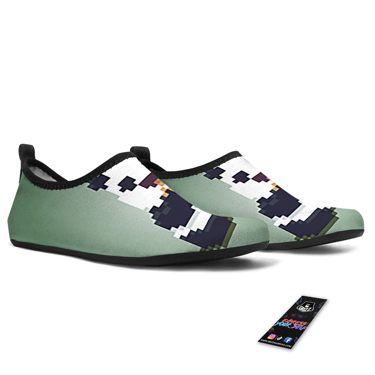 Panda 8-Bit Pixel Print Water Shoes-grizzshop