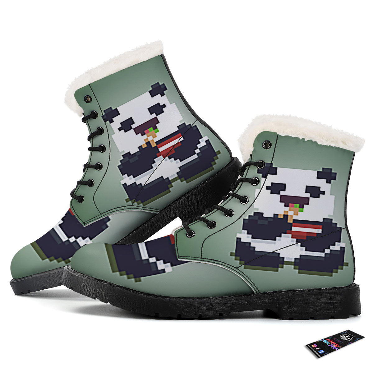 Panda 8-Bit Pixel Print Winter Boots-grizzshop