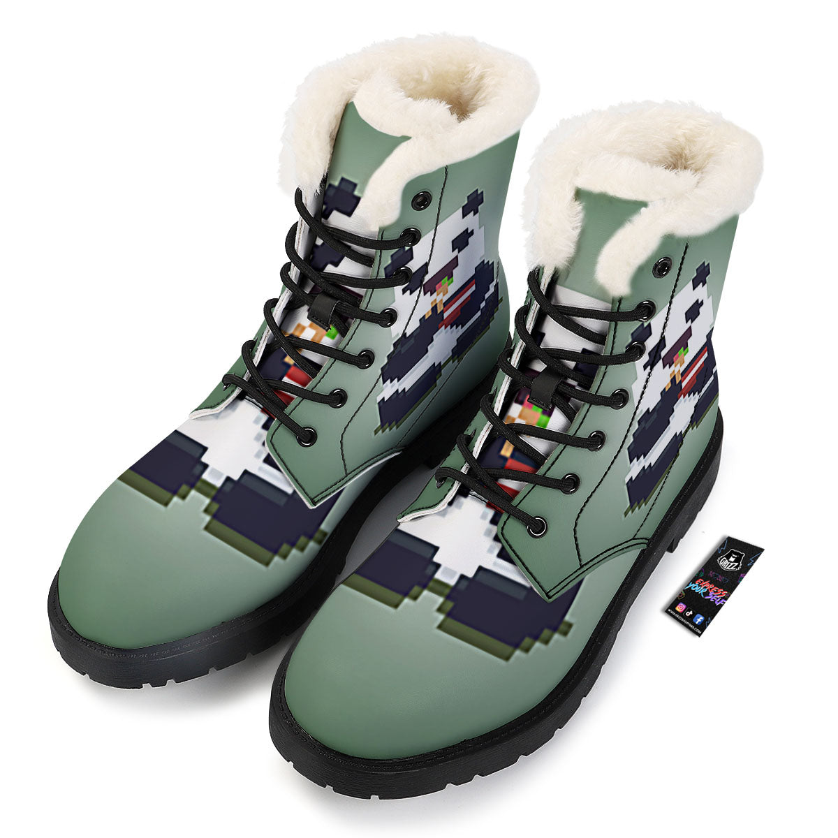 Panda 8-Bit Pixel Print Winter Boots-grizzshop