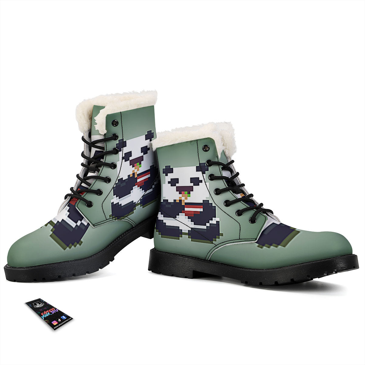 Panda 8-Bit Pixel Print Winter Boots-grizzshop