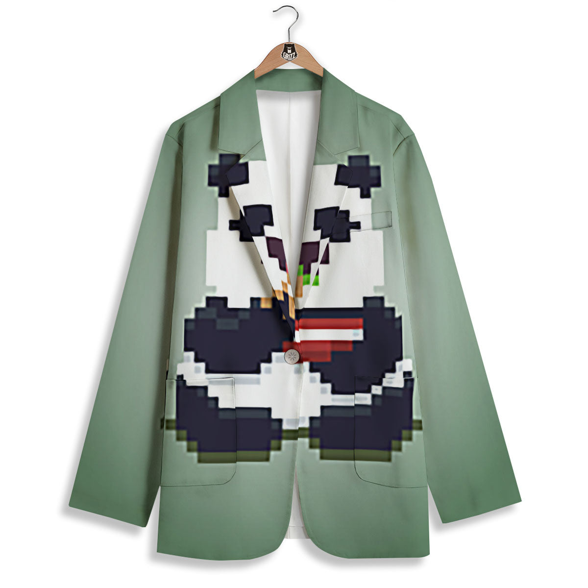 Panda 8-Bit Pixel Print Women's Blazer-grizzshop