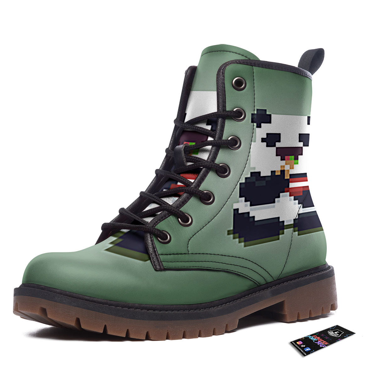 Panda 8-Bit Pixel Print Work Boots-grizzshop